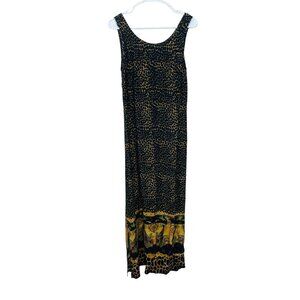 Vtg Nina Piccalino Sleeveless Long Maxi Dress Giraffe Safari Rayon Black Size M?